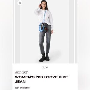 RE/DONE denim Stretch straight leg, retail $315 grey/black 70s stove pipe